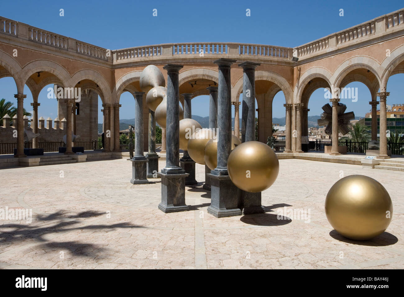 Outdoor Exhibitions at Palau March Museo Museum, Palma, Mallorca, Balearic Islands, Spain Stock Photo