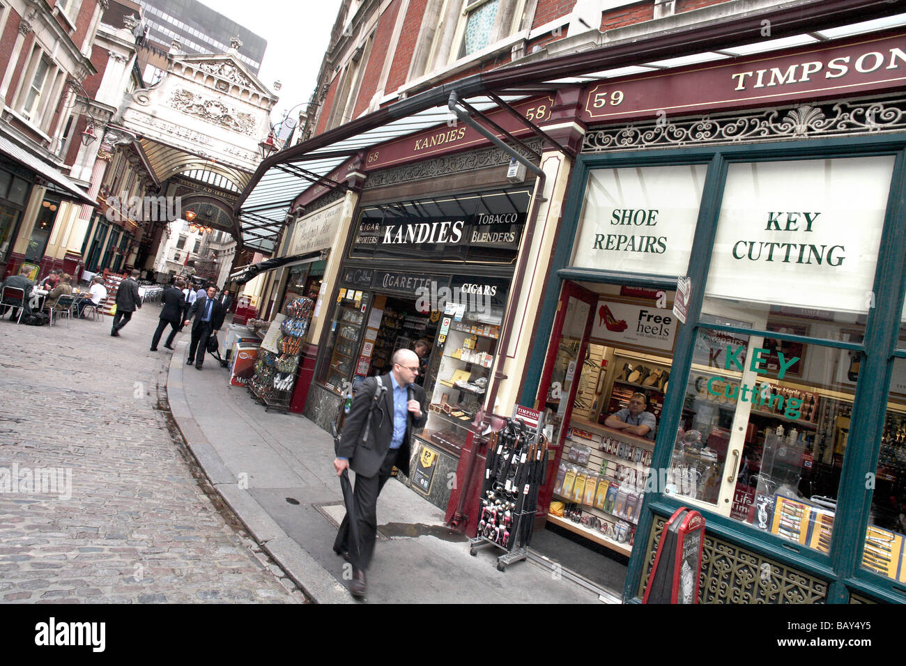 Shops in Lime Street Passage, City of London, Square mile, England