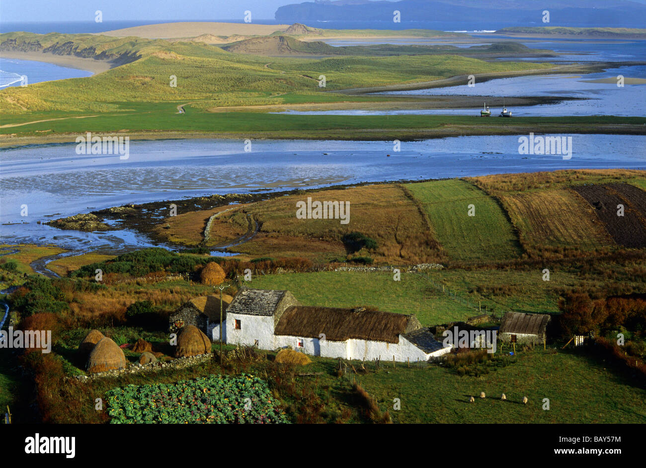 Coastal landscape with cottage, farmhouse near Gortahork, County