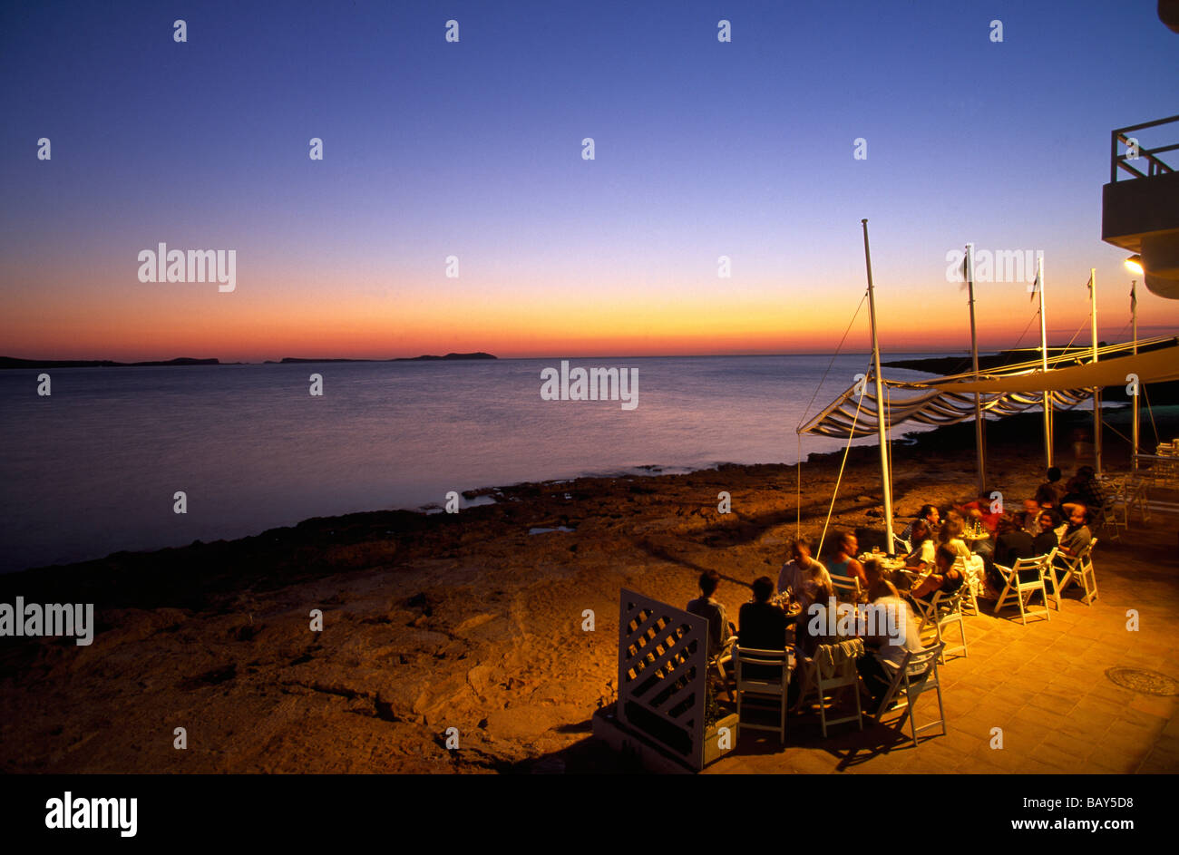 Cafe del Mar at sunset, San Antoni, Ibiza, Spain Stock Photo