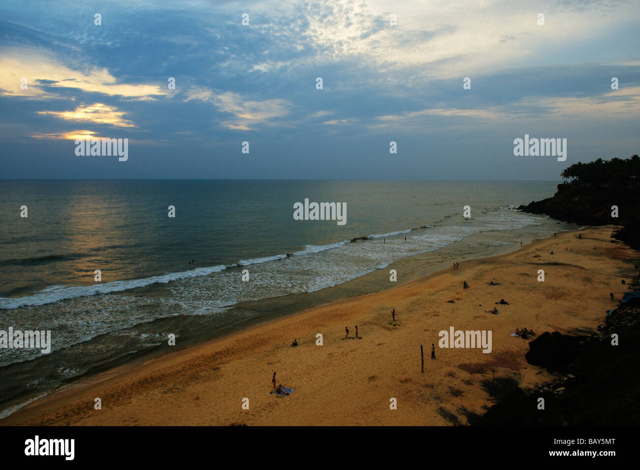 India, Kerala, Varkala Beach. Sunset at Varkala Beach. Stock Photo
