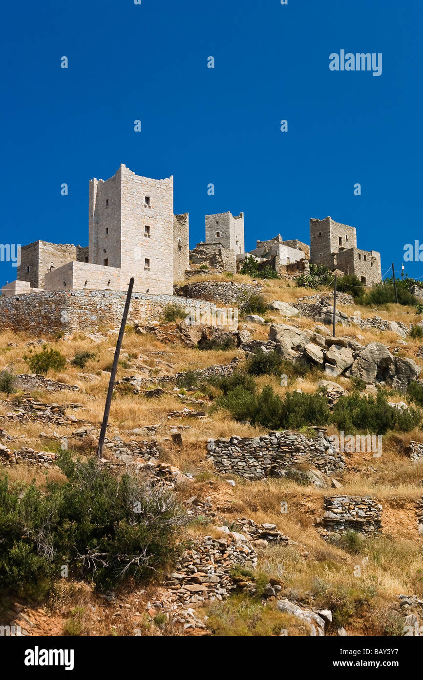 Towerhouses of Vathia, Mani peninsula, Peloponnese, Greece Stock Photo
