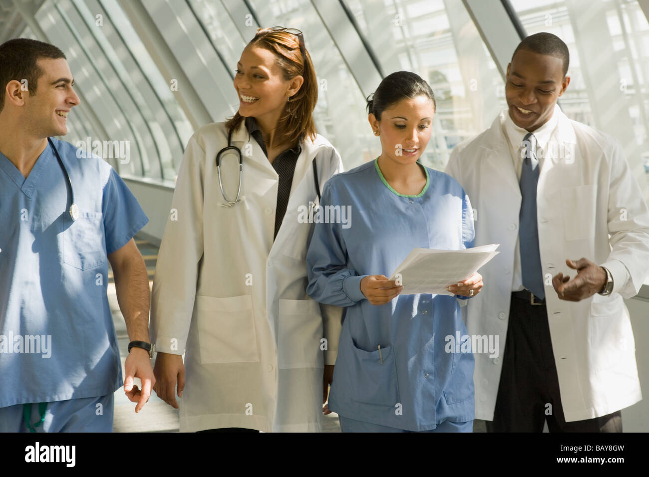 Happy nurses hospital meeting hi-res stock photography and images - Alamy