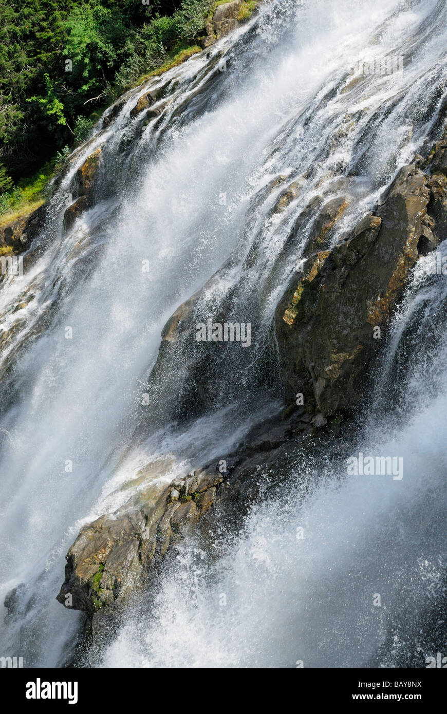 waterfall Grawa Wasserfall, Grawafall, Stubaier Alpen range, Stubai, Tyrol, Austria Stock Photo