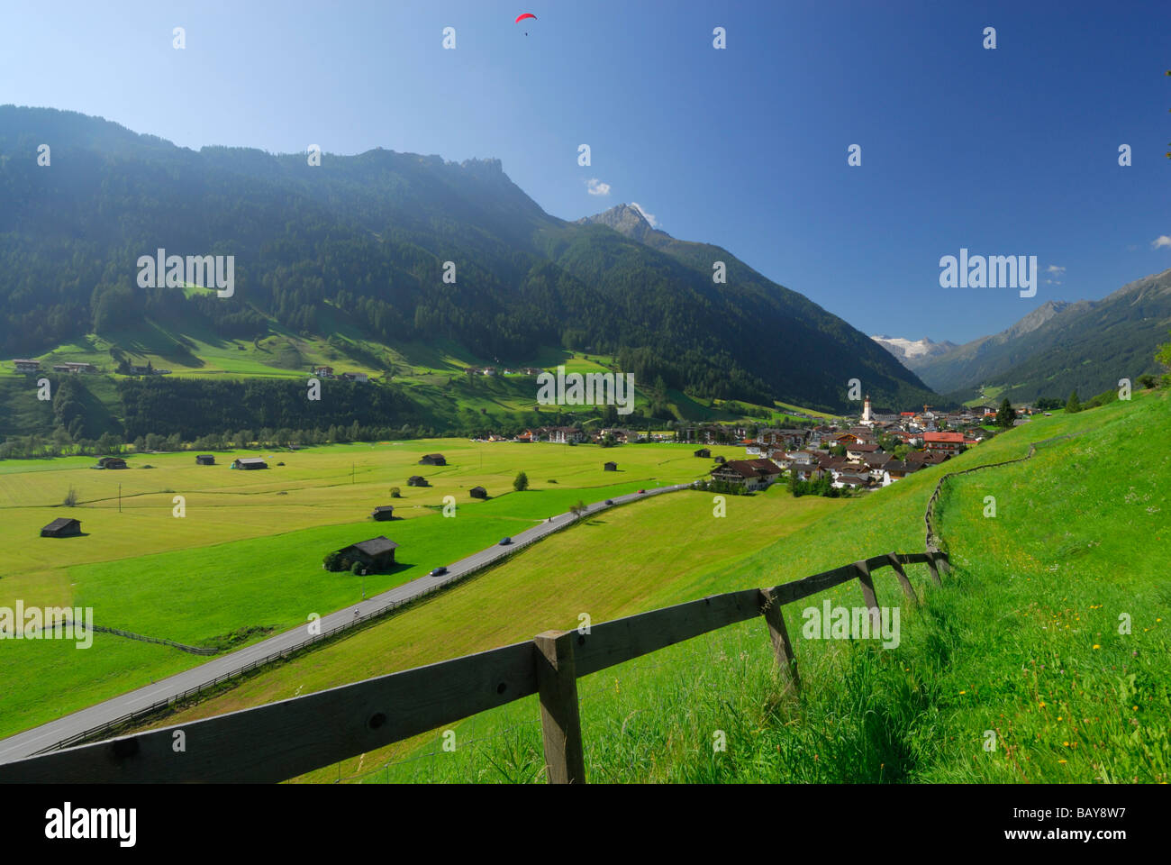 village of Neustift, valley Stubaital, Stubaier Alpen range, Stubai, Tyrol, Austria Stock Photo