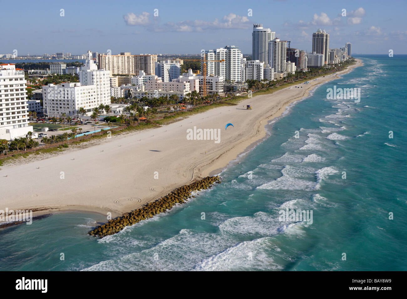 Aerial view of Miami Beach, Boardwalk district, Florida, United States of America, USA Stock Photo