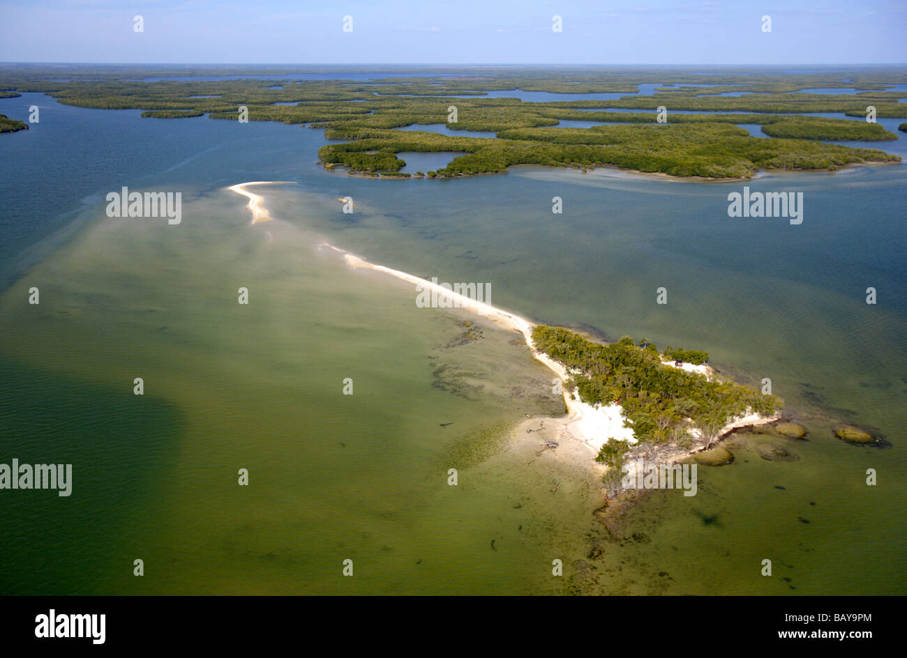 Aerial view of Ten Thousand Islands National Wildlife Refuge, Florida, USA Stock Photo