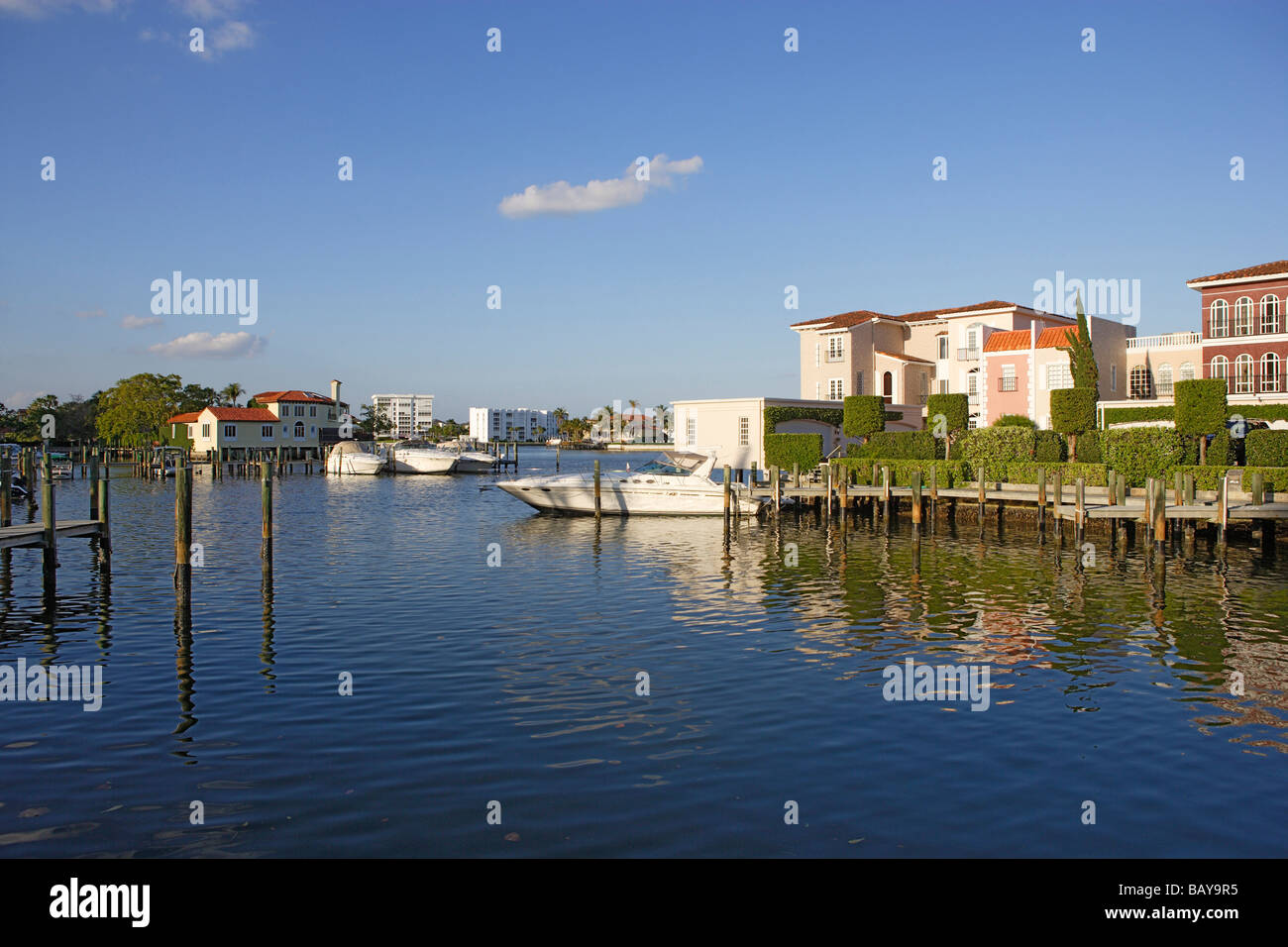 Houses in Venetian Bay, Naples, Florida, USA Stock Photo