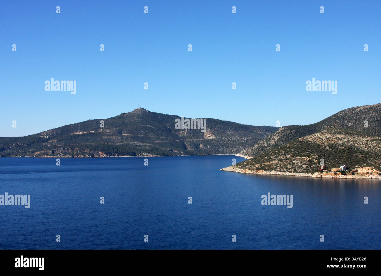 Seascape of the islands off the coast of Turkey between Kas and Kalkan Stock Photo