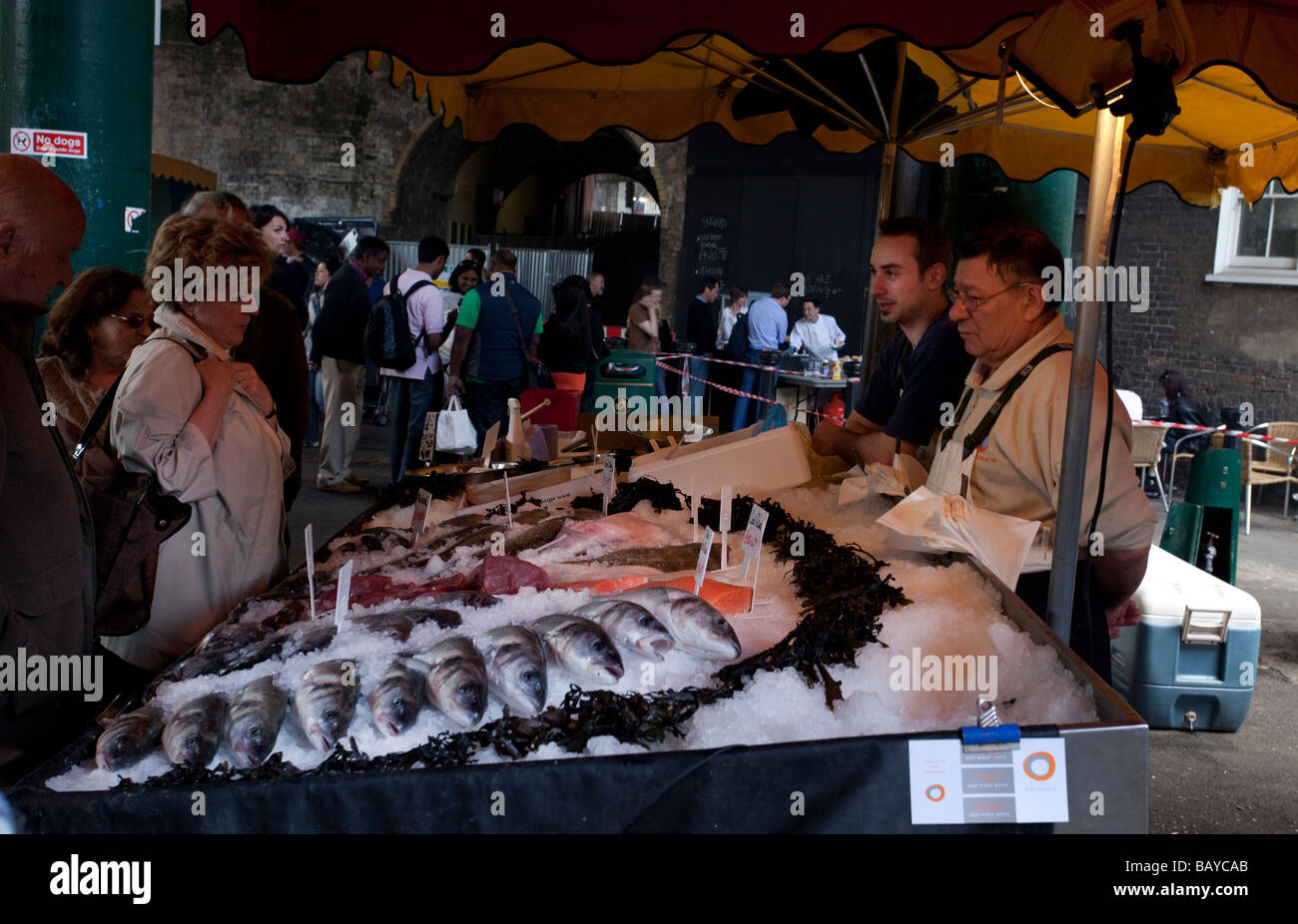 Fish stall in The Borough Market, London, Stock Photo