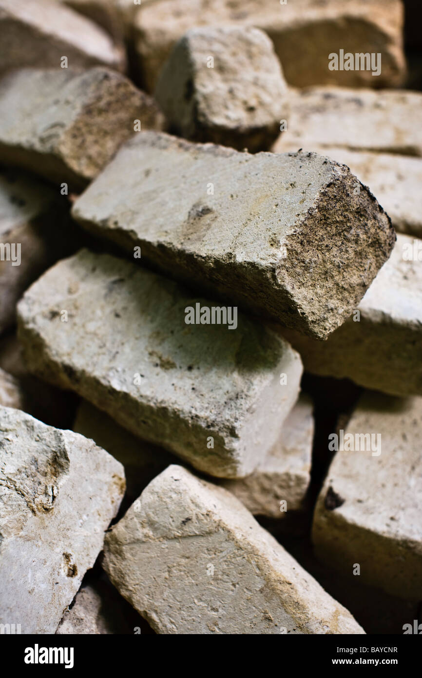 A pile of cut Cotswold stone Stock Photo