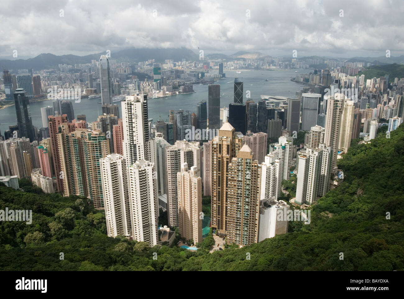 Hong Kong city skyline taken from Victoria peak Stock Photo