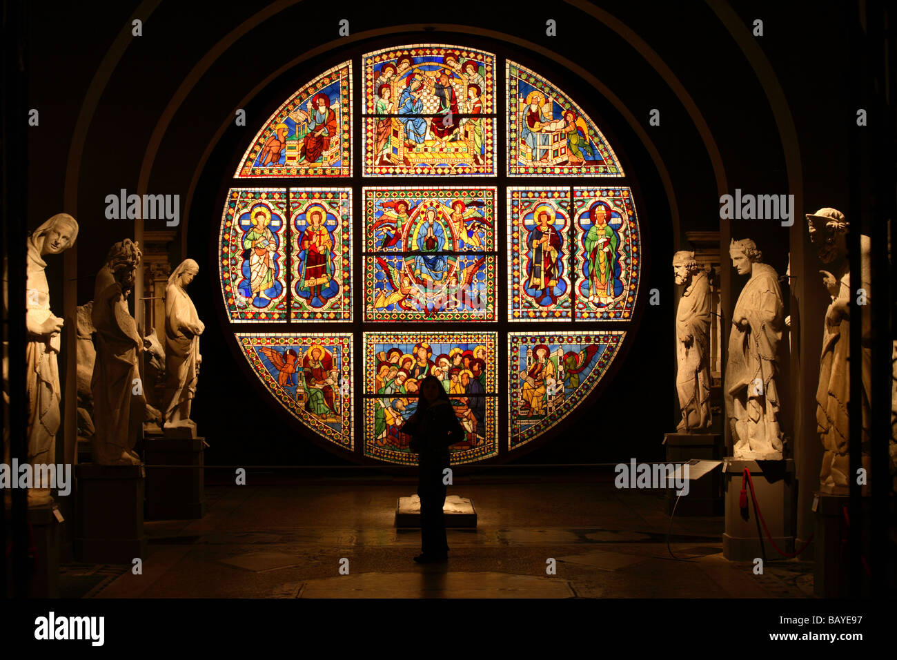 Stained glass in the Museum of the Opera del Duomo, Siena, Italy Stock Photo
