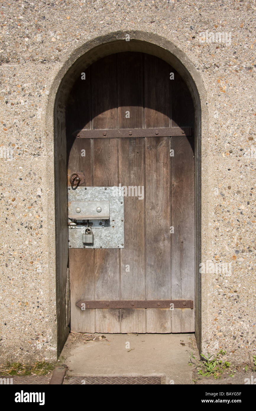 small access door doorway maintenance 1930s sluice river medway allington kent england uk europe Stock Photo