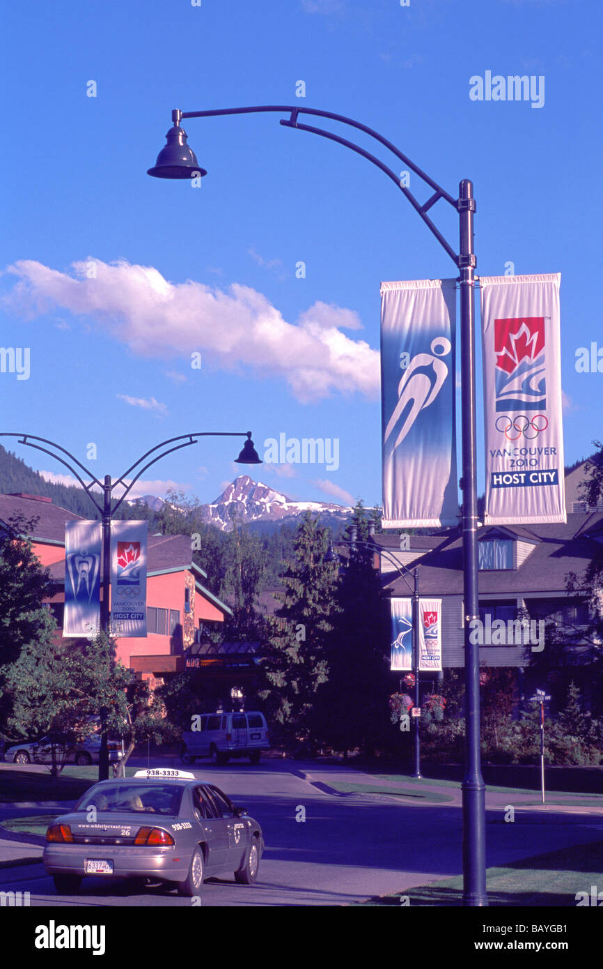 Street Banners announcing the 2010 Winter Olympic Games in Vancouver and Whistler British Columbia Canada Stock Photo