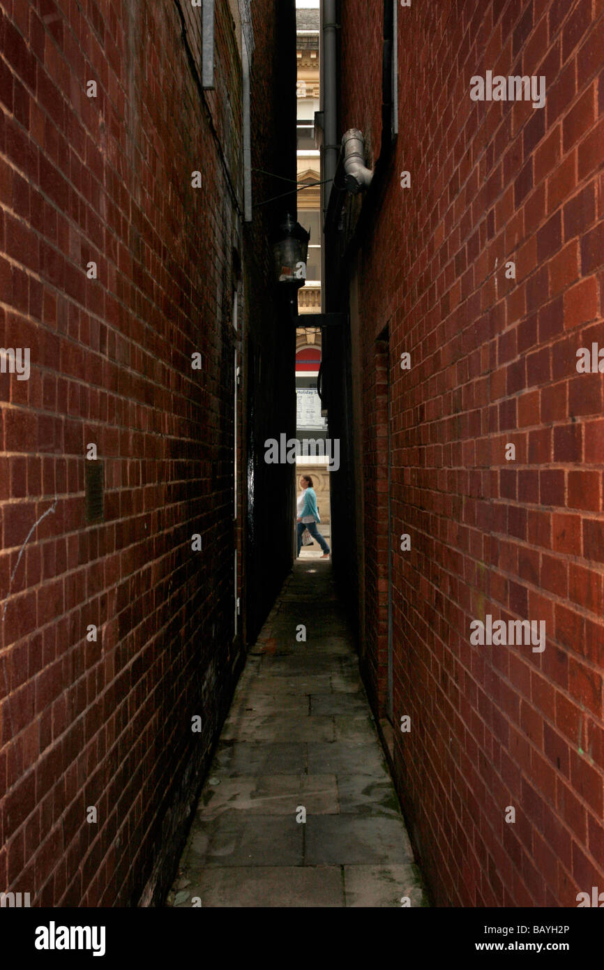 Parliament Street in Exeter, UK, believed to be the World's narrowest street. It is 25' at it's narrowest point Stock Photo