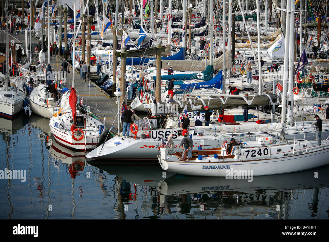 Sailboats in the Inner Harbour for the Swiftsure sailing race in