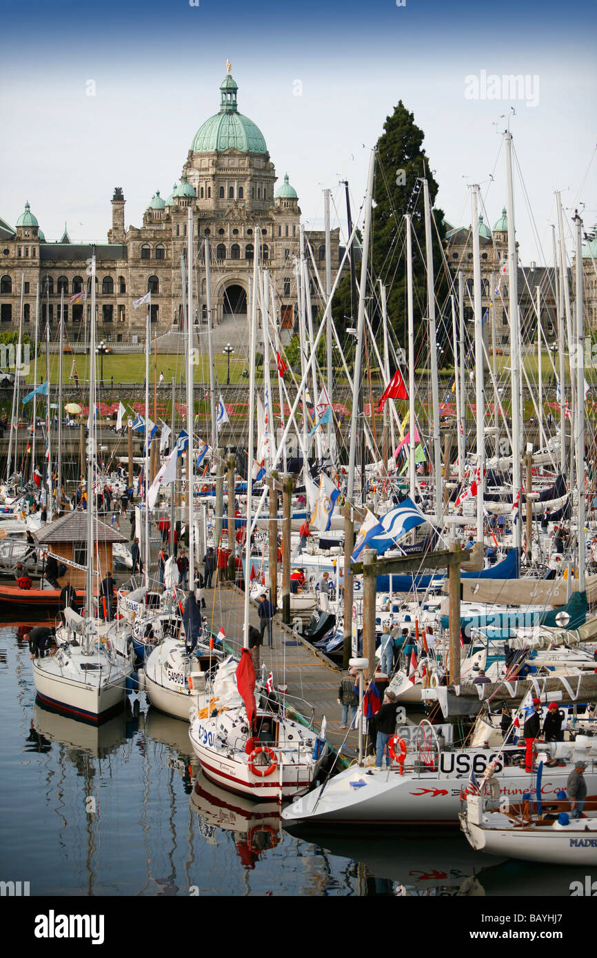 Sailboats in the Inner Harbour for the Swiftsure sailing race in