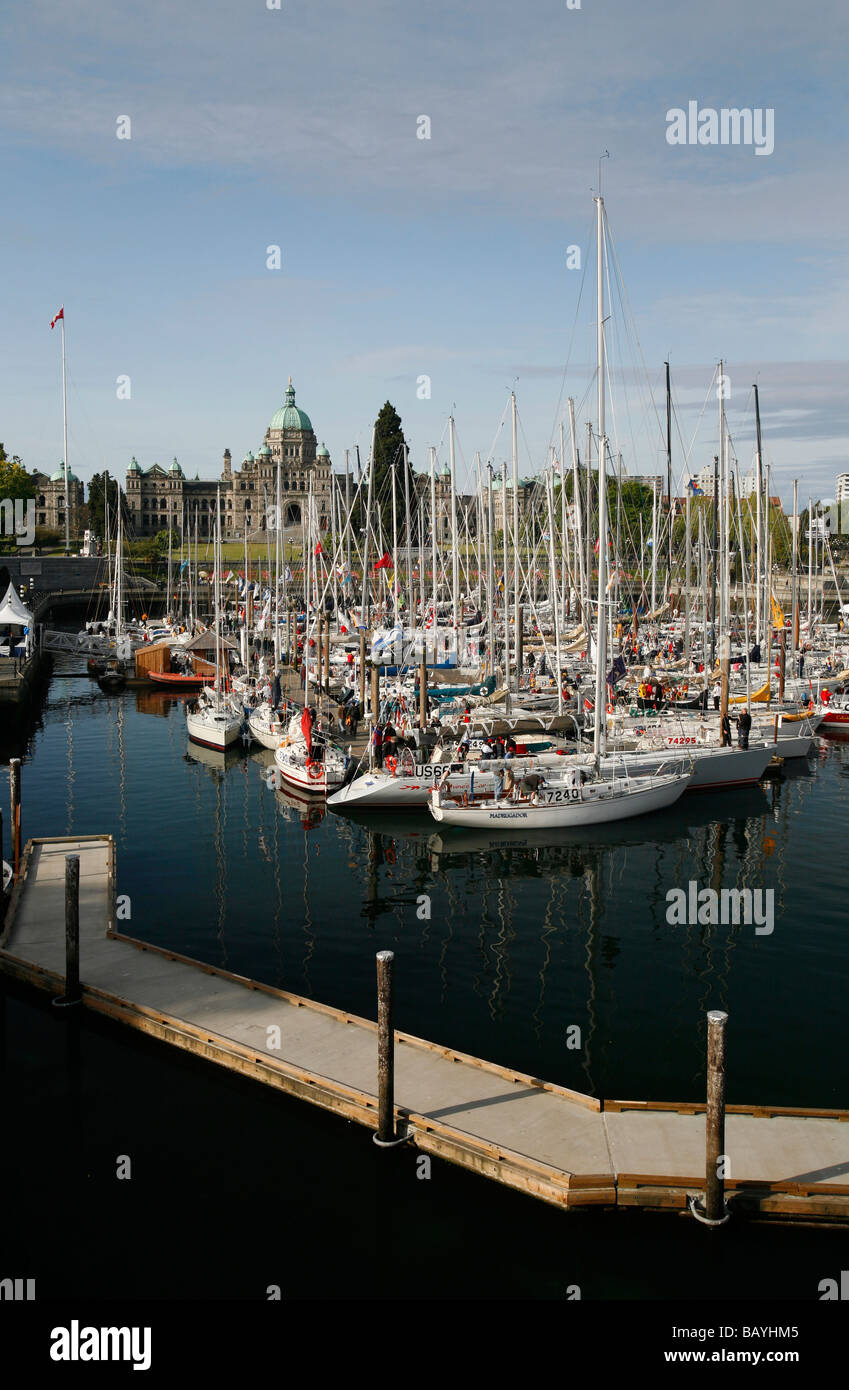 Sailboats in the Inner Harbour for the Swiftsure sailing race in