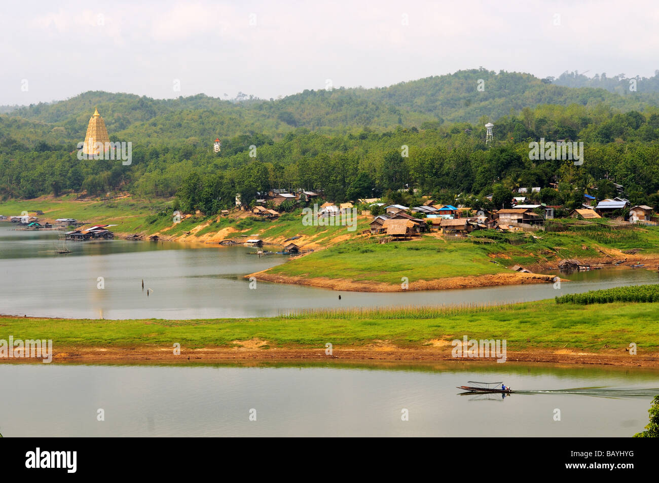 mon settlement and kheuan khao laem reservoir sangkhlaburi thailand Stock Photo