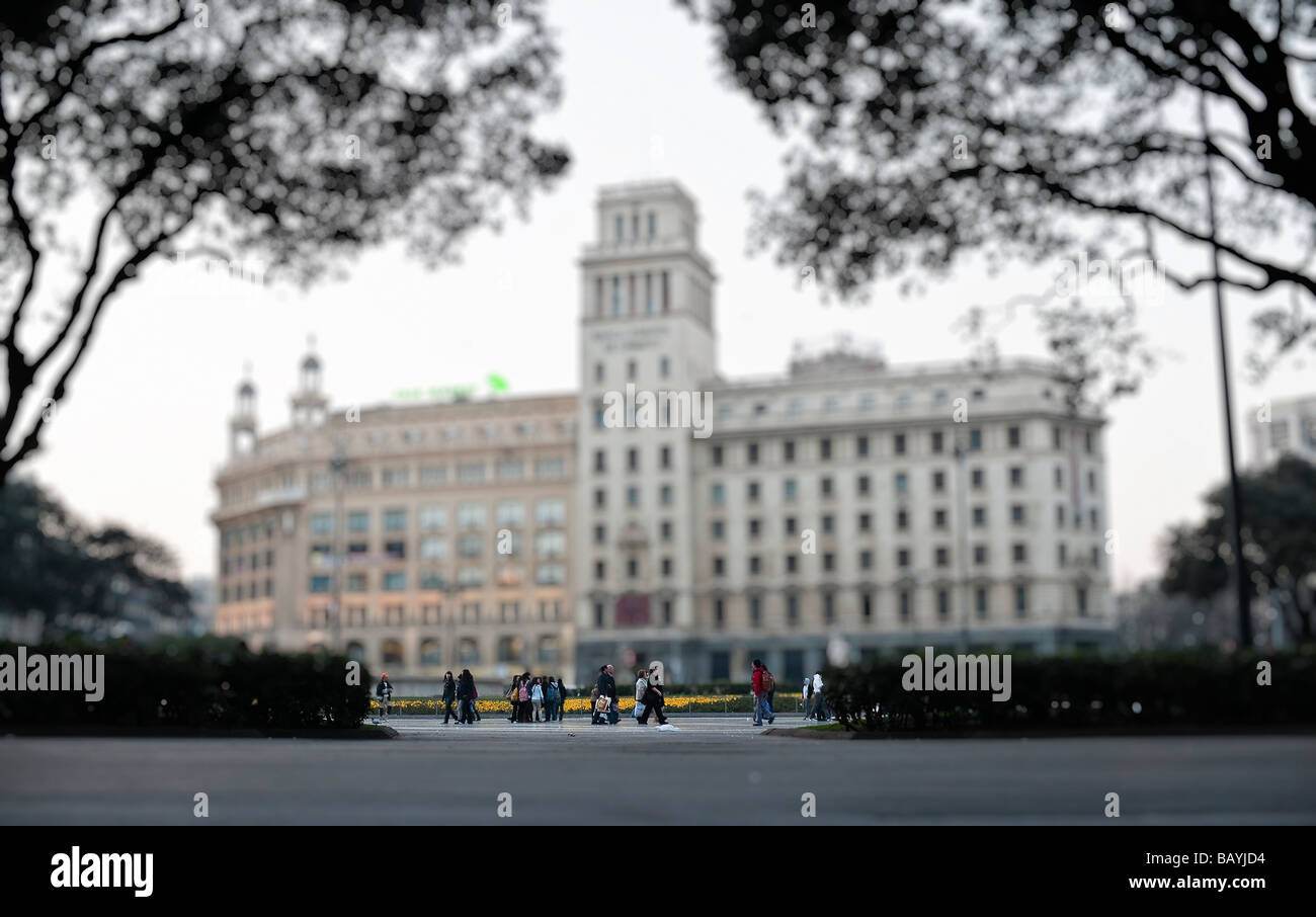 Barcelona´s Plaza de Catalunya Stock Photo