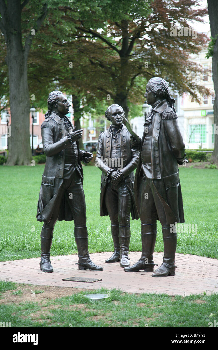 Bronze Statue of General George Washington, Colonel Alexander Hamilton,  Marquis de Lafayette at Morristown, NJ New Jersey Stock Photo - Alamy
