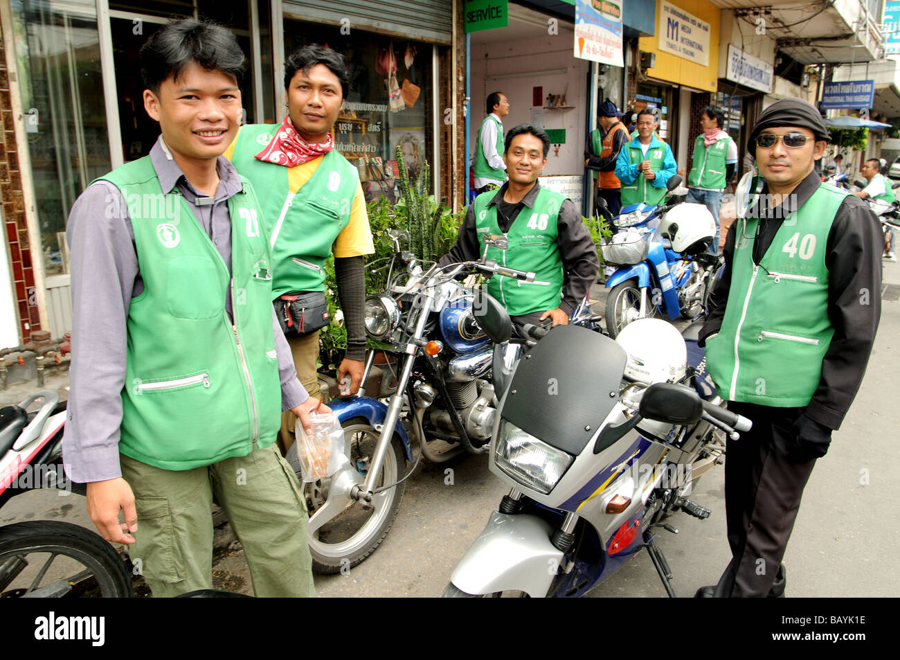 motorcycle taxi drivers soi ngamduphli sathon bangkok thailand Stock Photo
