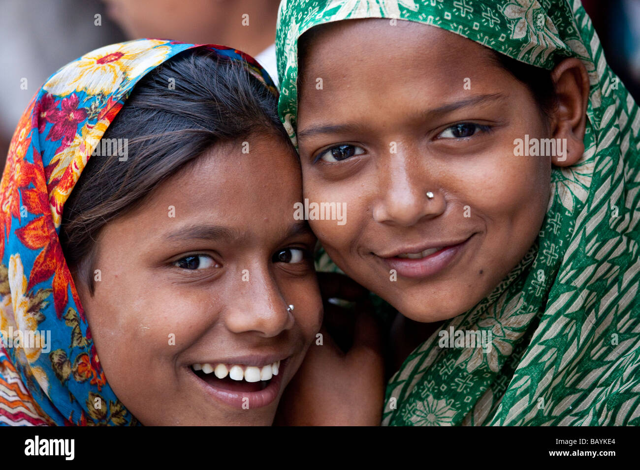 Young Muslim Girls at Nizamuddin Shrine in Delhi India Stock Photo