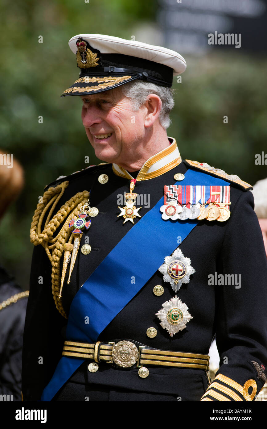 Britain's Prince Charles in the uniform of a British Navy Admiral on duty  in central London Stock Photo - Alamy