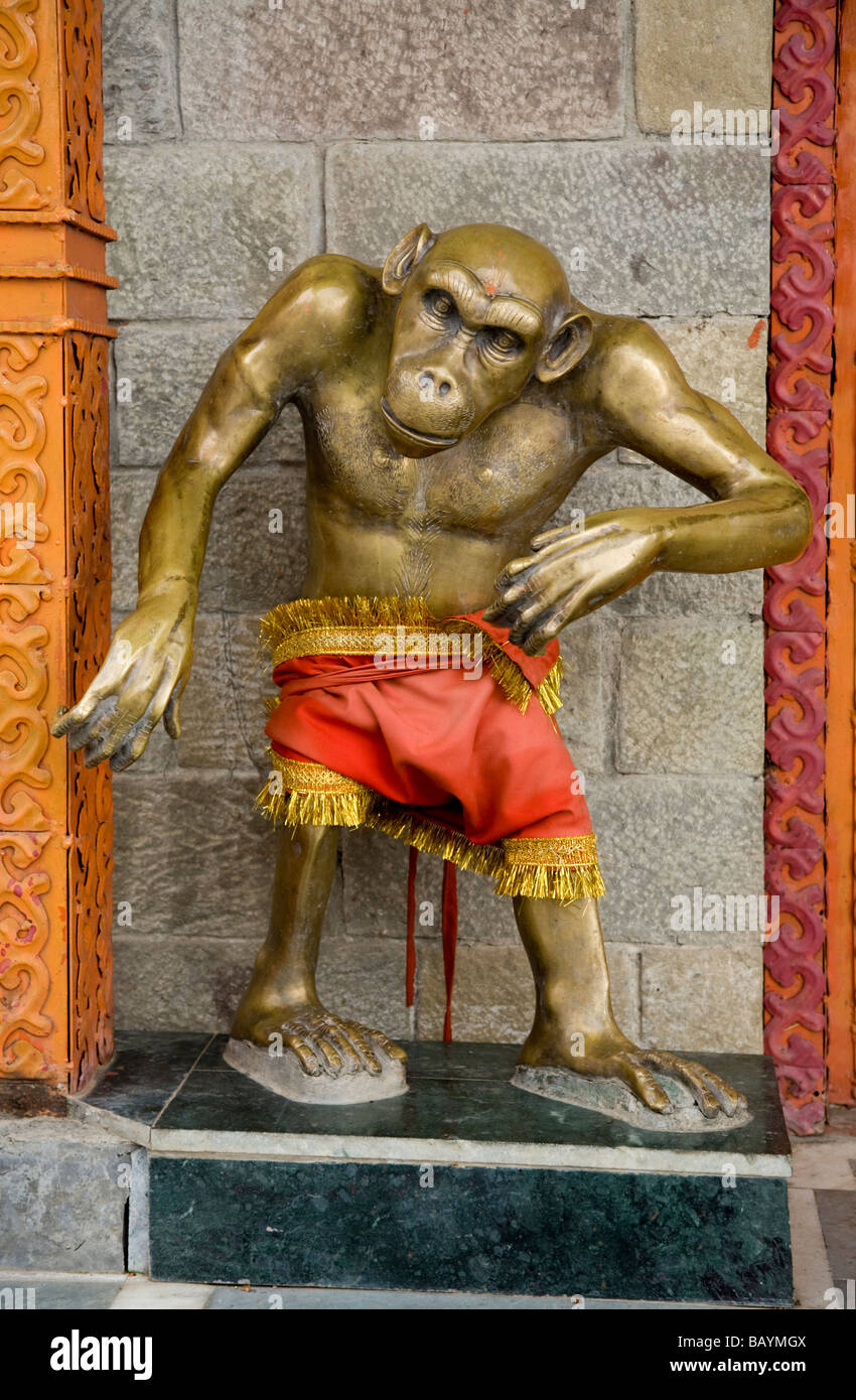 Statues of monkeys in metal at the side of the Jakhu Temple (Monkey