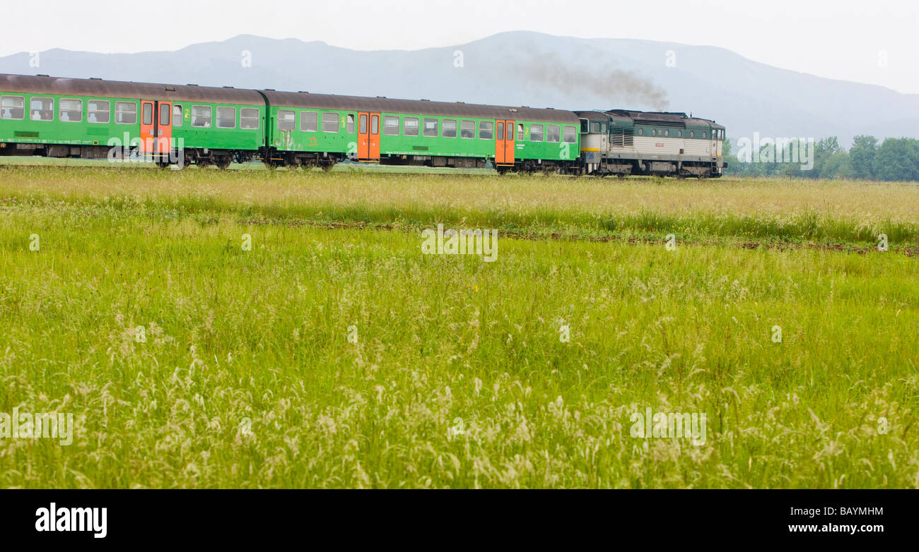 passenger train Strazovske Vrchy Slovakia Stock Photo