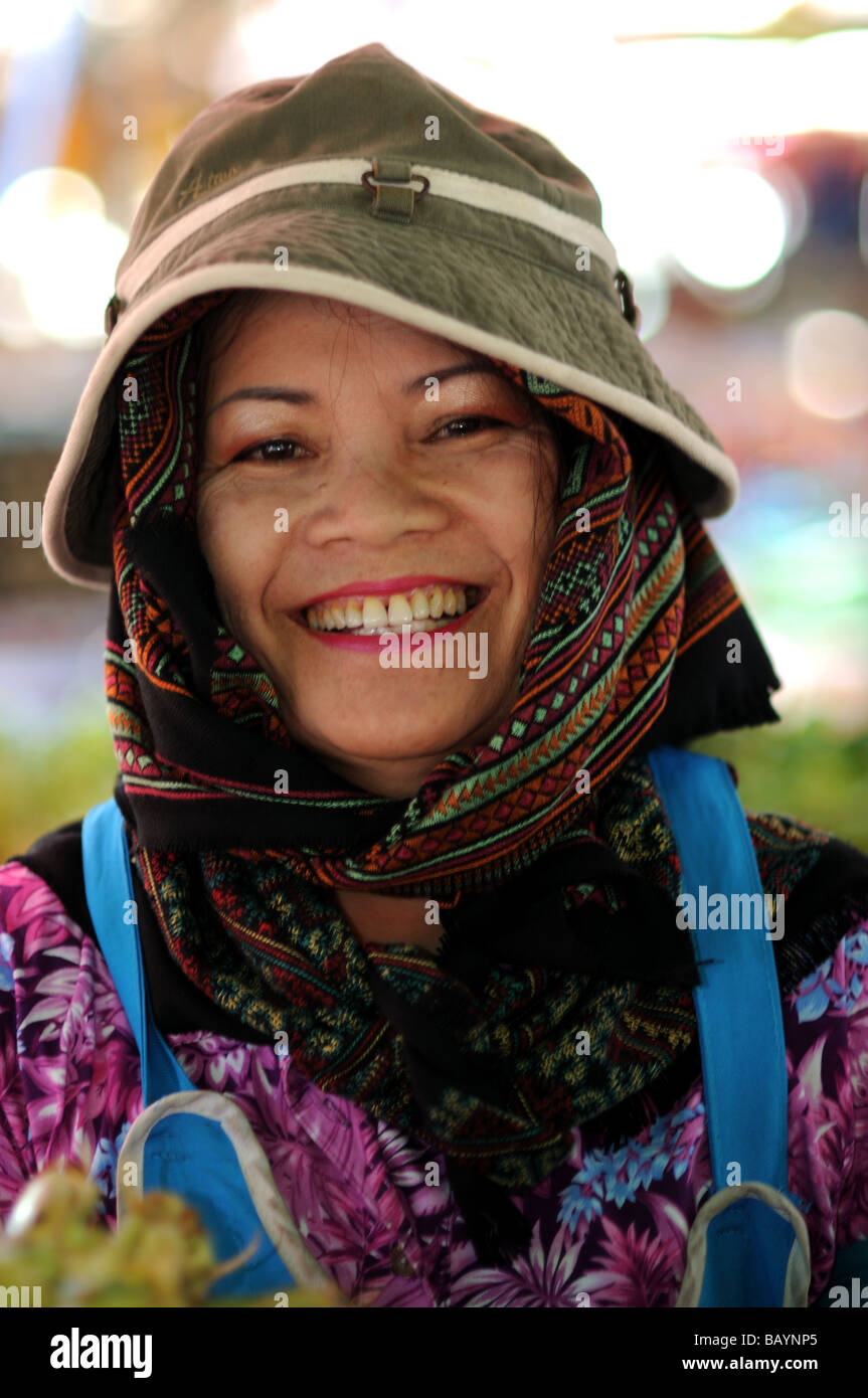 Woman in market stall nan nan province thailand stock photo alamy