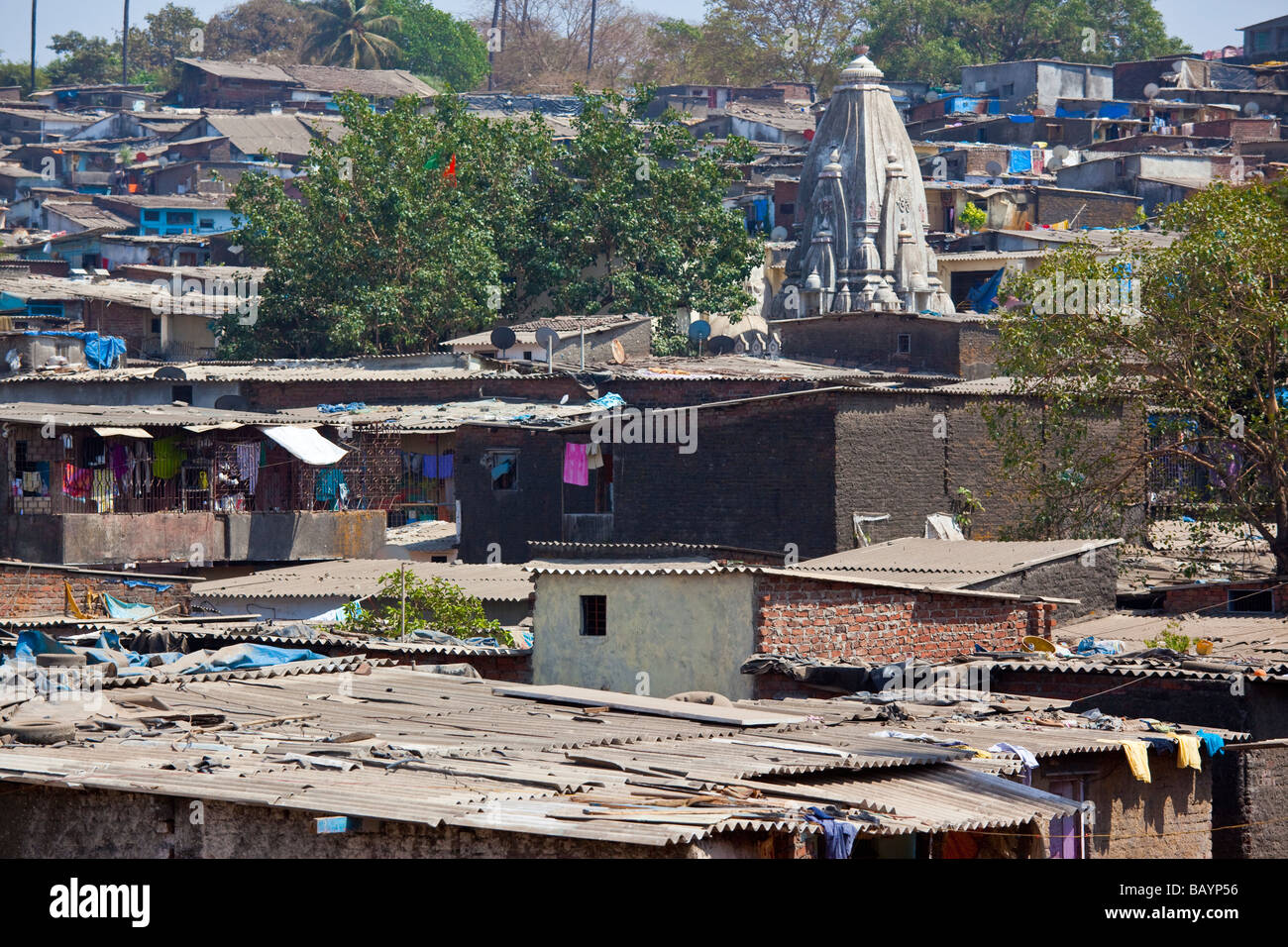 Slum Neighborhood in Mumbai India Stock Photo