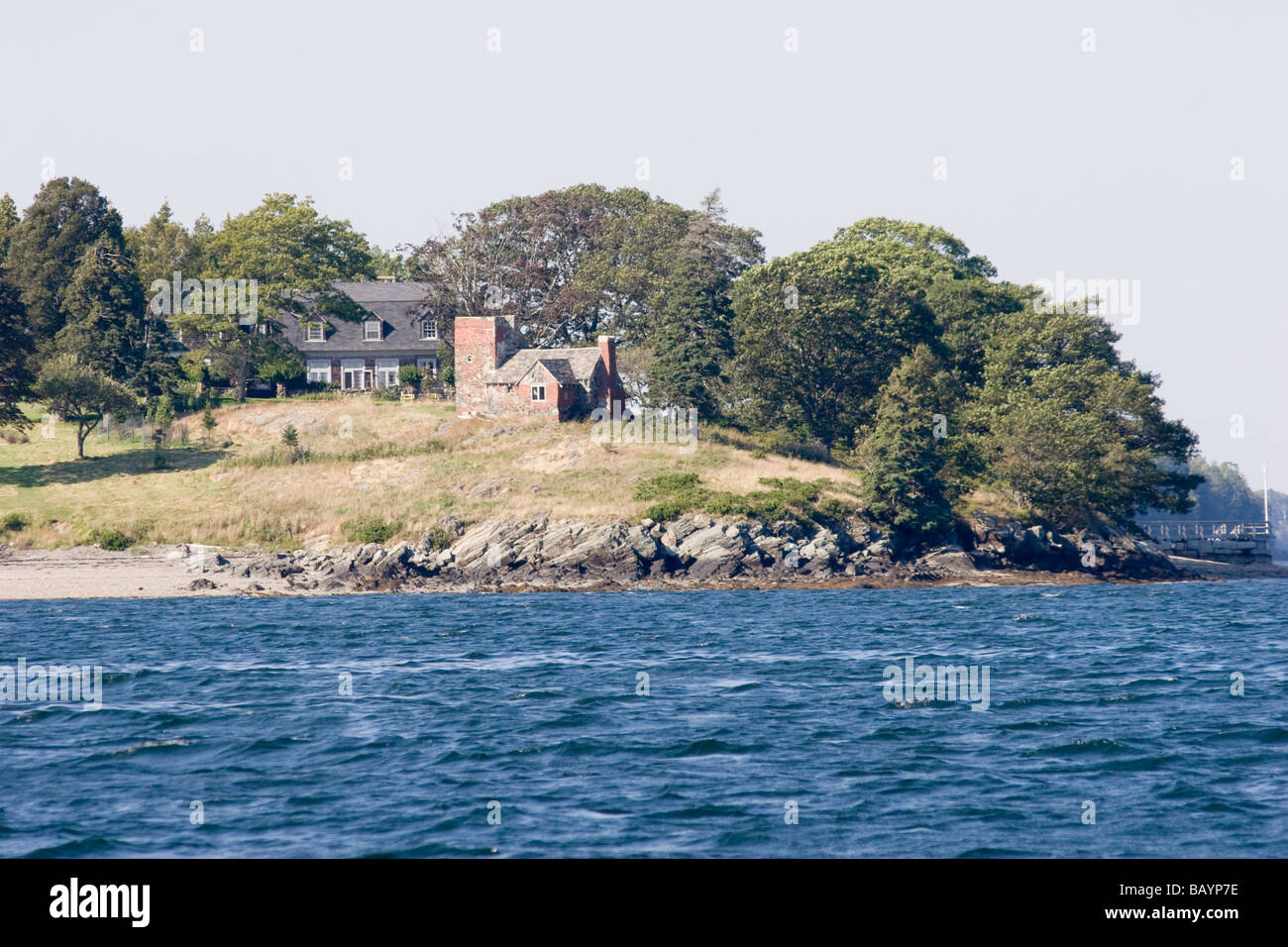 Island Home in Maine Stock Photo Alamy