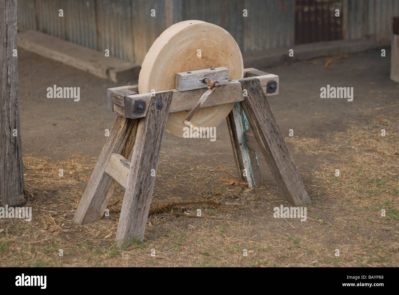 Primitive Sharpening Stone Grinding Wheel Pedal Operated