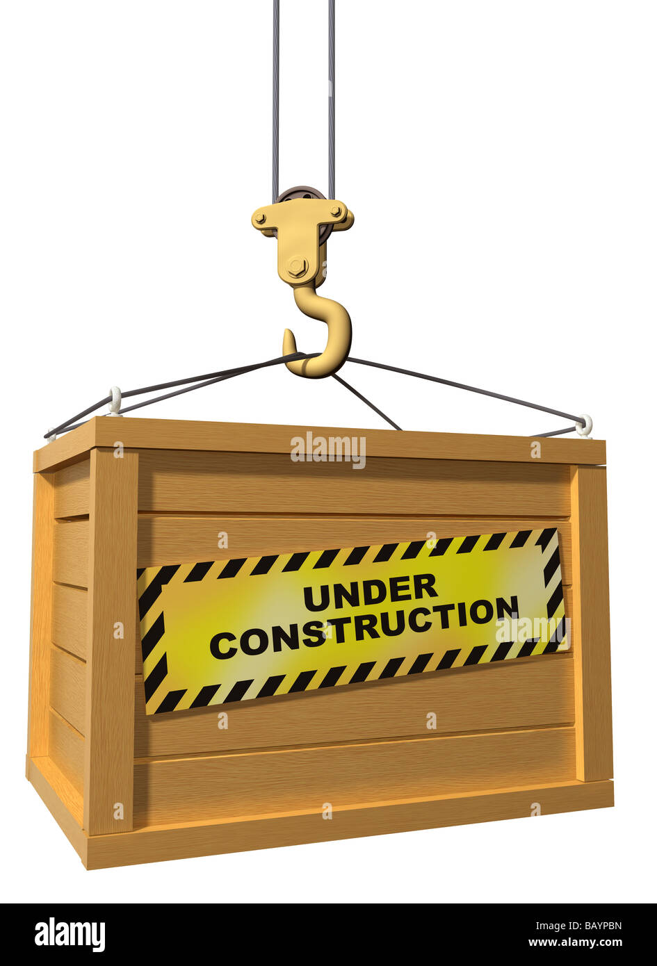 Isolated illustration of a construction crane lifting a crate Stock
