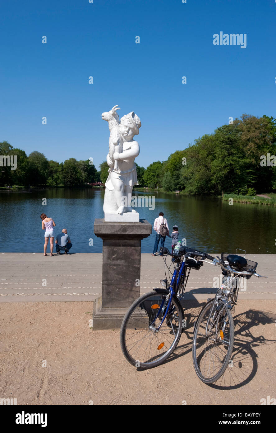 Sculpture beside lake in gardens beside Schloss Charlottenburg palace in Berlin Stock Photo