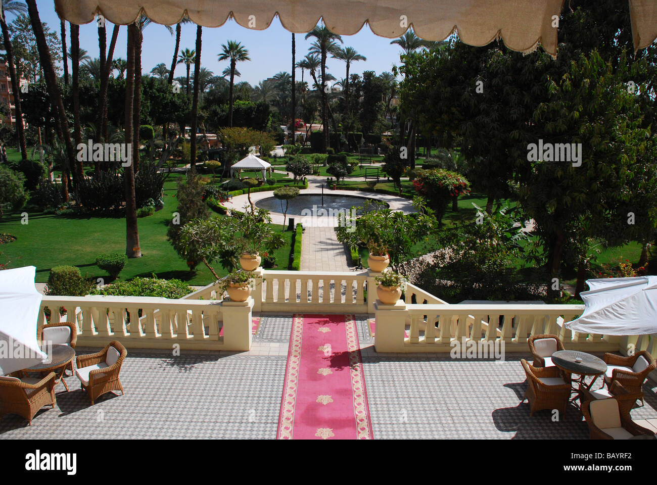 Looking out at the gardens at the Sofitel Winter Palace in Luxor, Egypt Stock Photo Alamy