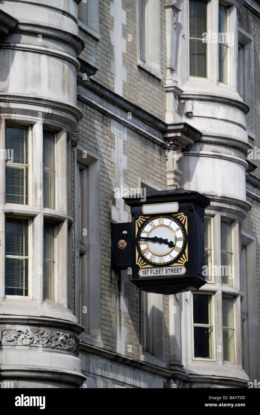 Old clock at number 187 Fleet Street London Stock Photo