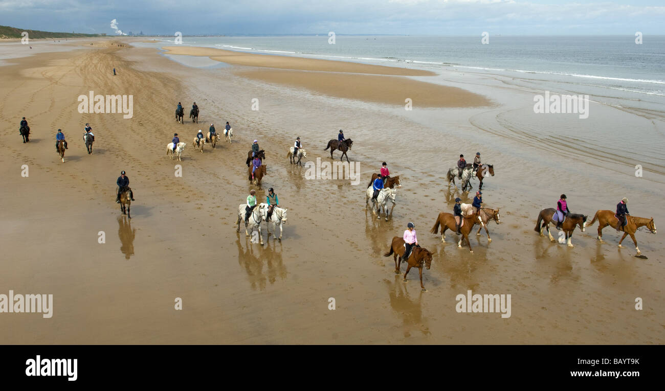 Saltburn Riding School on the Beach Stock Photo