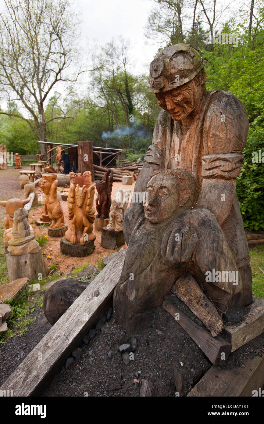 UK Gloucestershire Forest of Dean Soudley Dean Heritage Centre Clayton Ryder Mining rescue memorial sculpture Stock Photo