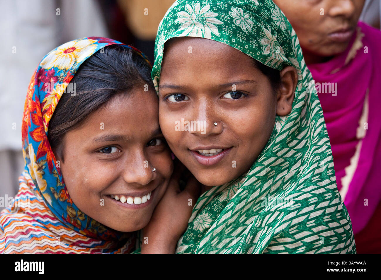 Young Muslim Girls at Nizamuddin Shrine in Delhi India Stock Photo