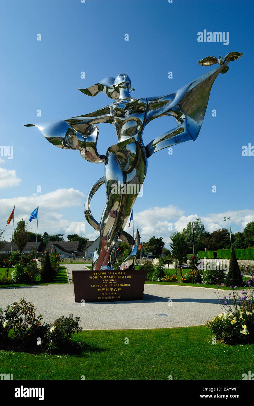 Statue of Peace commemorating the D-DAY Grand Camp Maisy Stock Photo