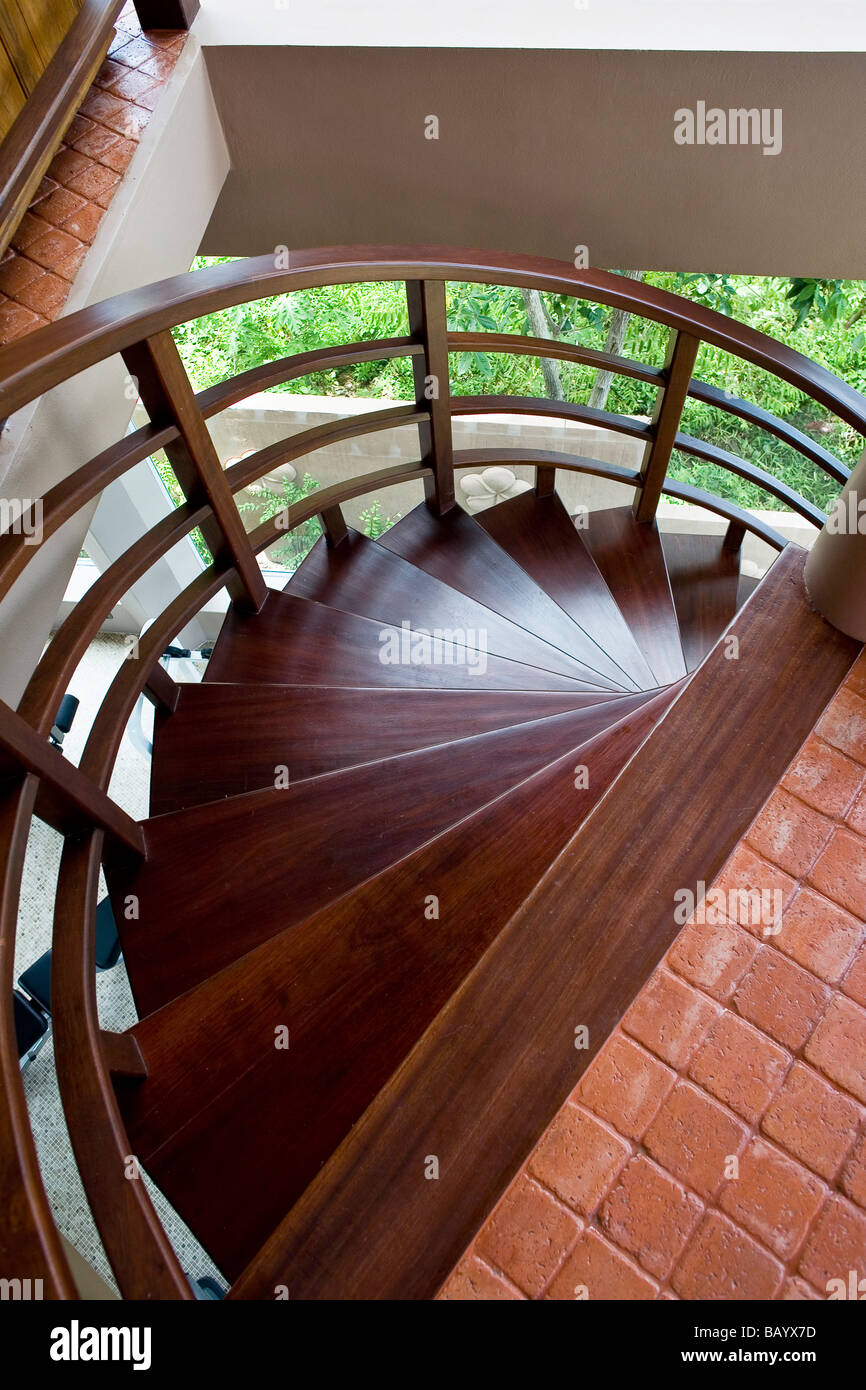 Spiral Staircase Modern Home Asian Interior With Teak Wood