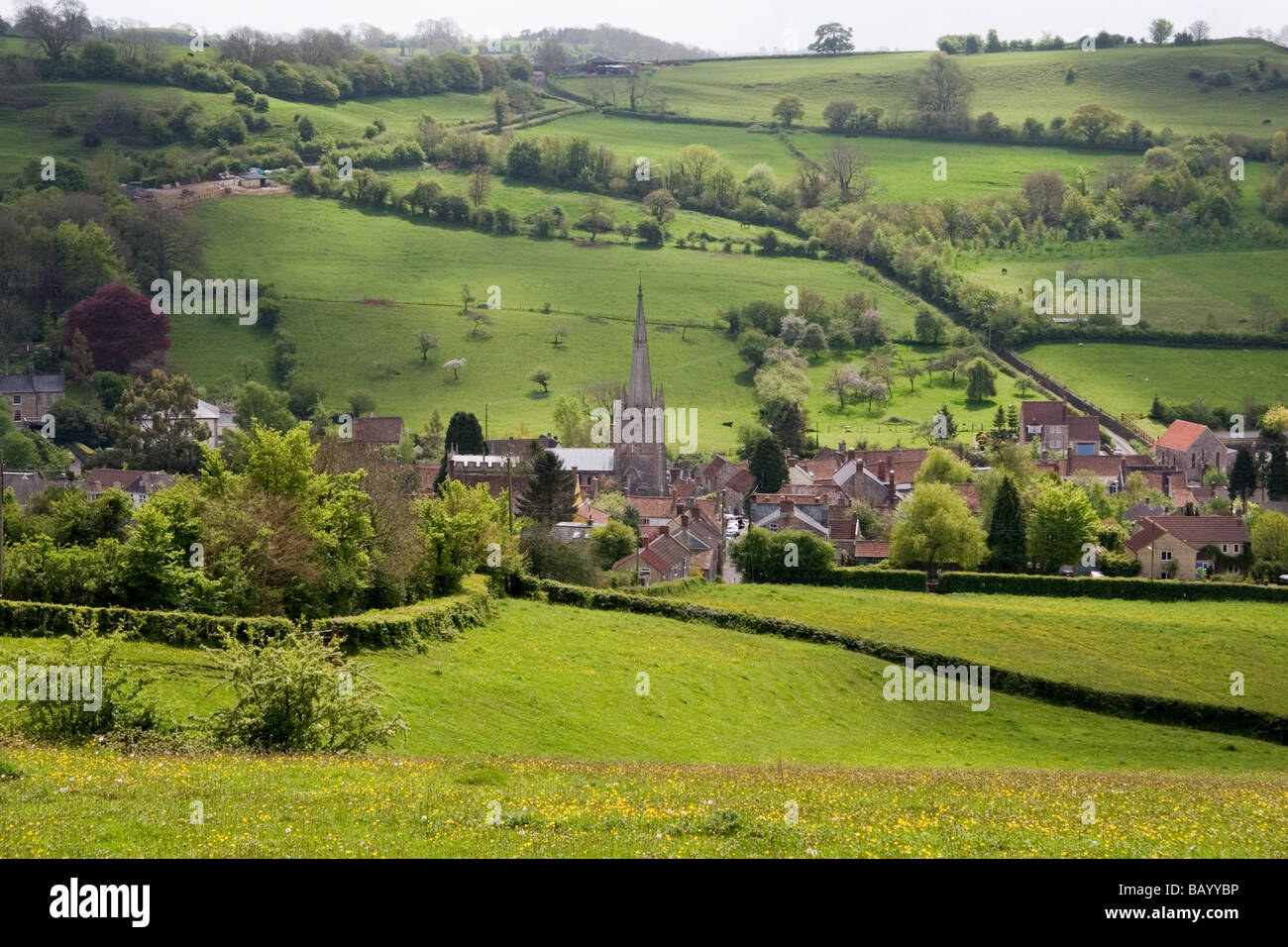 A View Of A Picturesque English Village In A Valley Croscombe