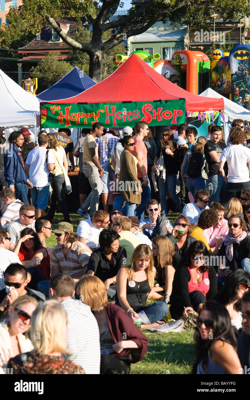 Community festivals, popular with young people, are held in city suburbs and towns throughout Australia. Stock Photo