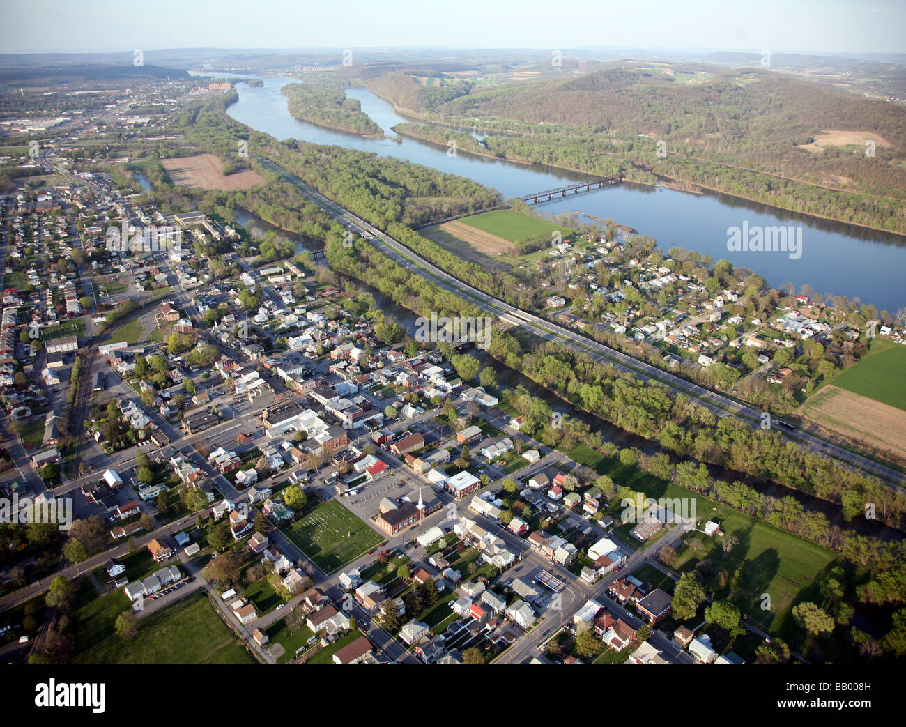 Aerial view of Selinsgrove, Pennsylvania, Snyder County, USA Home of Susquehanna University Stock Photo