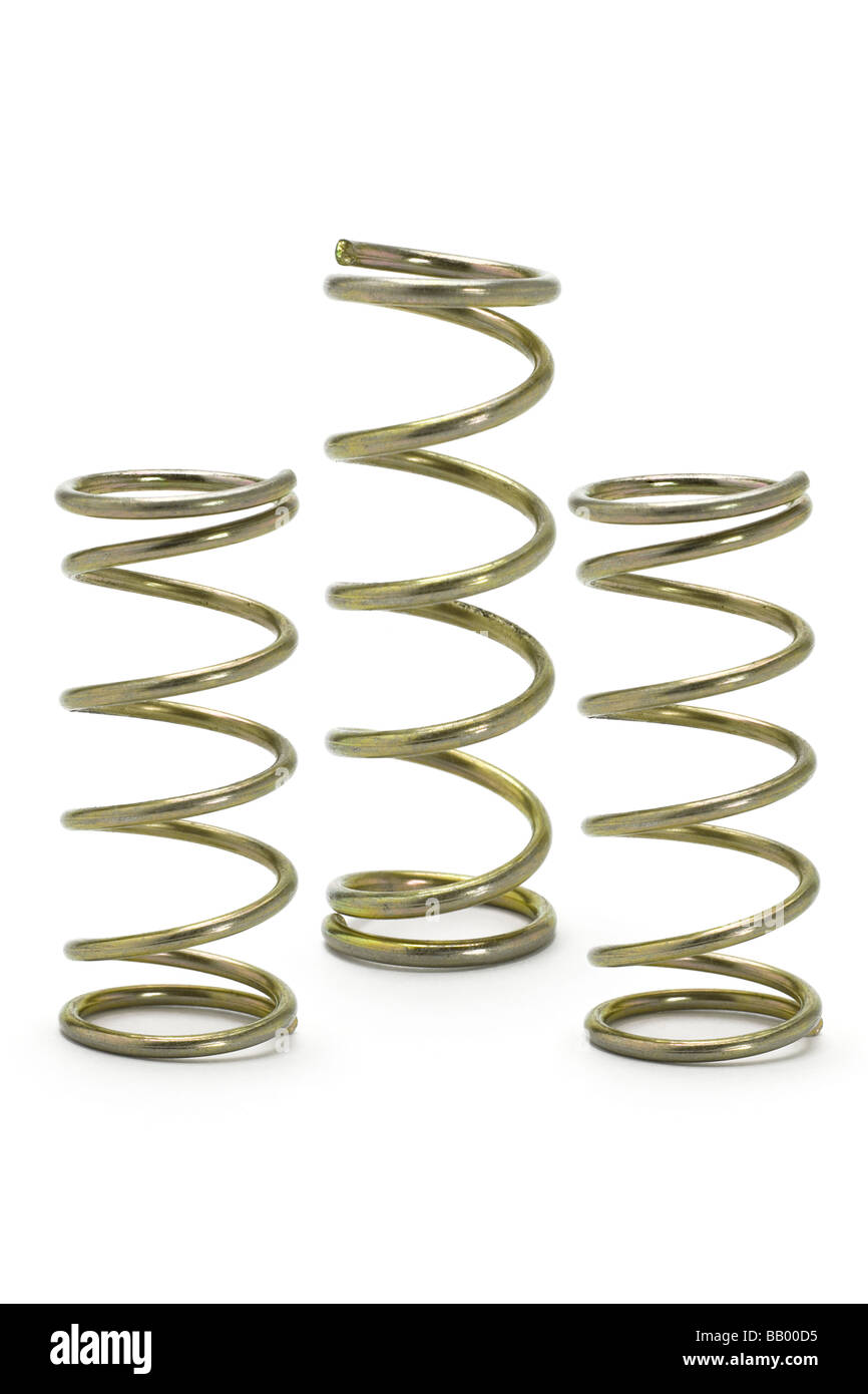 Three metal spring coils isolated on white background Stock Photo Alamy