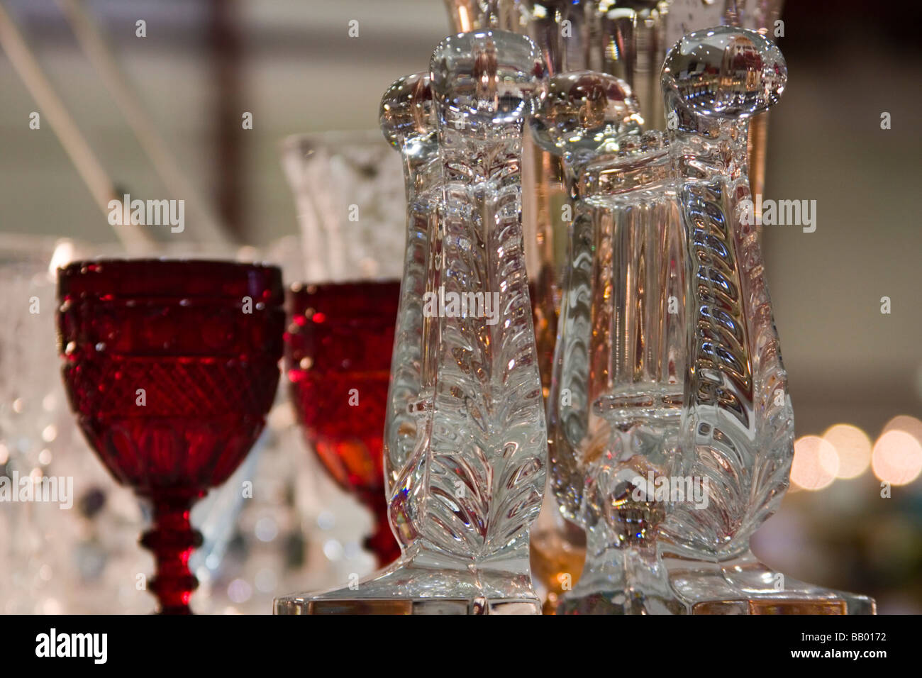 Elegant Antique Depression Glass Glassware Stock Photo Alamy