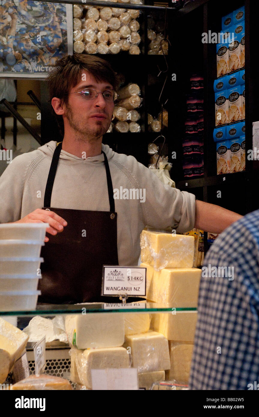 Selling cheese at Queen Victoria Market Melbourne Victoria Australia